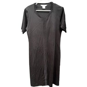Exclusively Misook Black Short Sleeve Knit Midi Dress size M V Neck